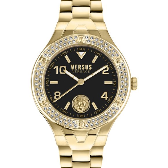 Versace Ladies Crystal Gold 38mm Watch